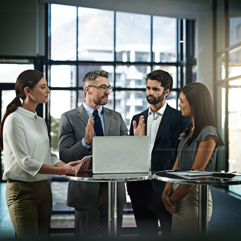 Shot of a group of businesspeople meeting in the office.